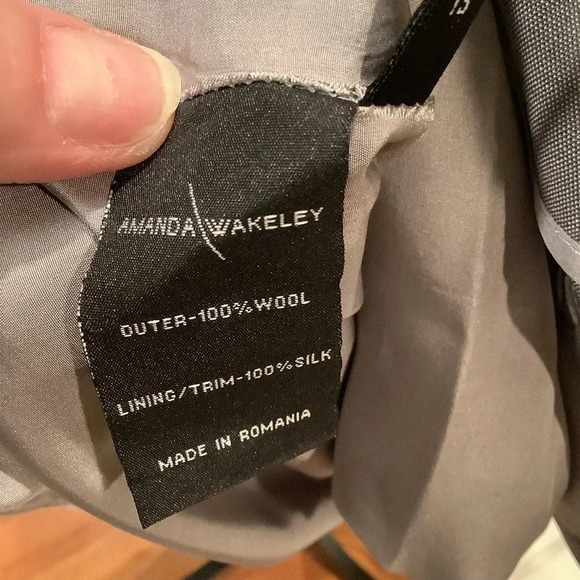 #215 Gorgeous Designer Amanda Wakeley Gray Wool/Silk Dress Size 10 - Picture 8 of 9